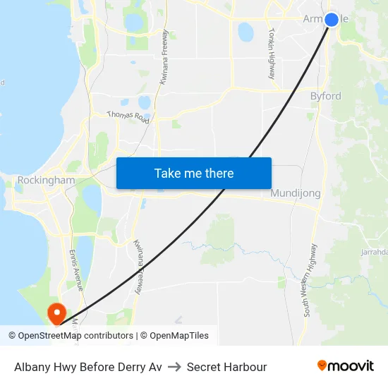 Albany Hwy Before Derry Av to Secret Harbour map