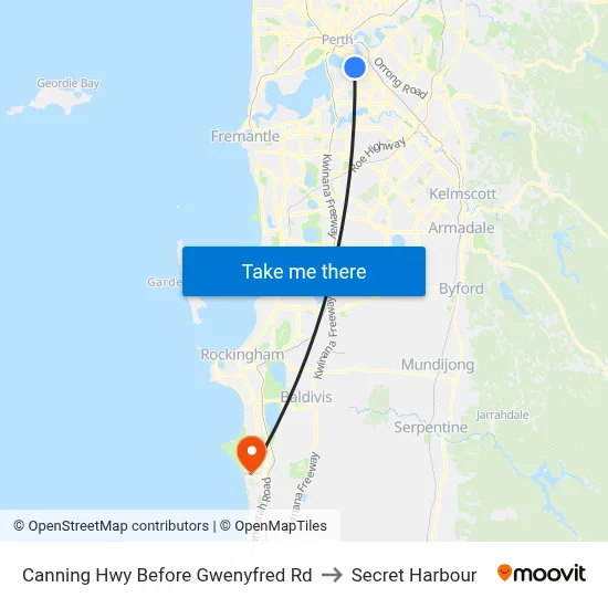 Canning Hwy Before Gwenyfred Rd to Secret Harbour map