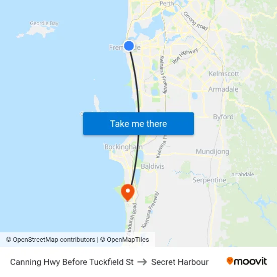 Canning Hwy Before Tuckfield St to Secret Harbour map