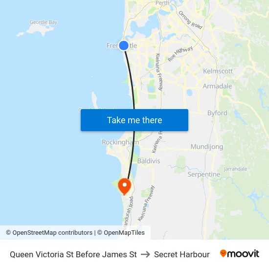 Queen Victoria St Before James St to Secret Harbour map