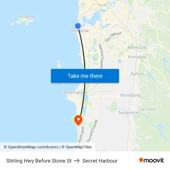 Stirling Hwy Before Stone St to Secret Harbour map