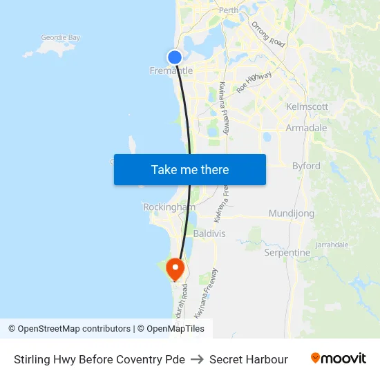 Stirling Hwy Before Coventry Pde to Secret Harbour map