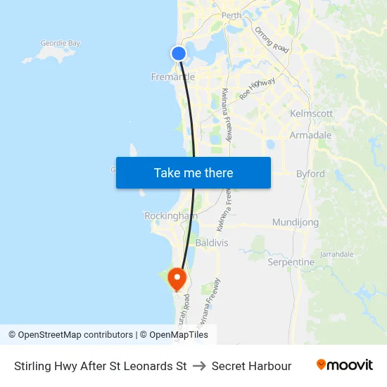Stirling Hwy After St Leonards St to Secret Harbour map