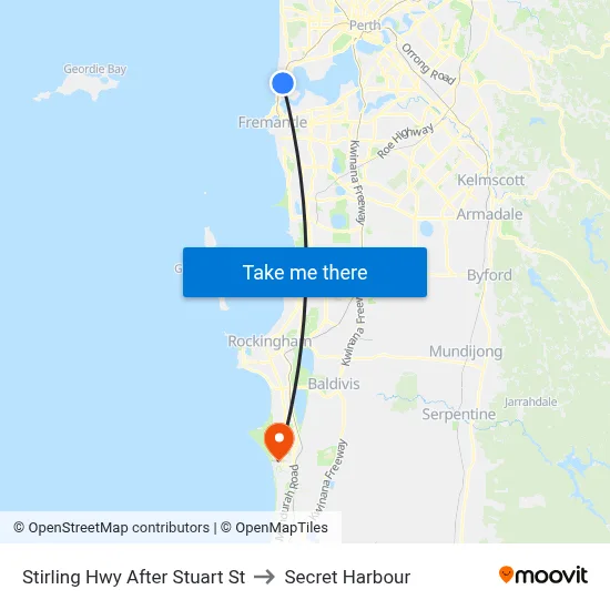 Stirling Hwy After Stuart St to Secret Harbour map