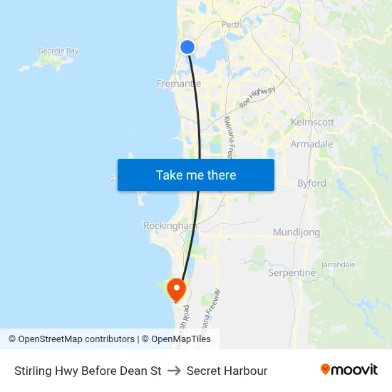 Stirling Hwy Before Dean St to Secret Harbour map