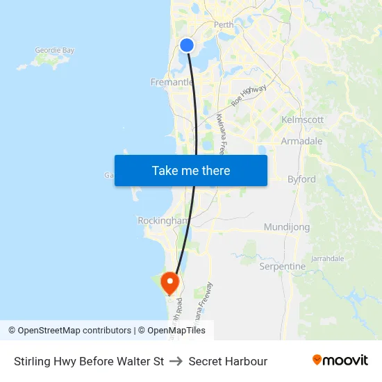 Stirling Hwy Before Walter St to Secret Harbour map