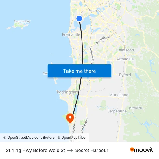 Stirling Hwy Before Weld St to Secret Harbour map