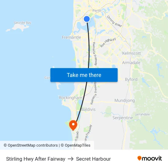 Stirling Hwy After Fairway to Secret Harbour map
