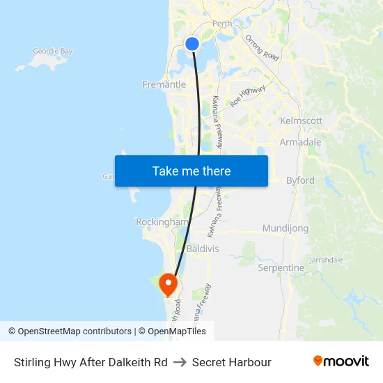 Stirling Hwy After Dalkeith Rd to Secret Harbour map