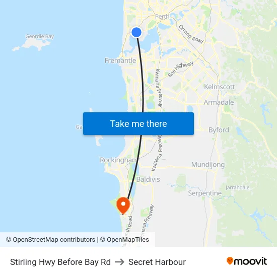 Stirling Hwy Before Bay Rd to Secret Harbour map