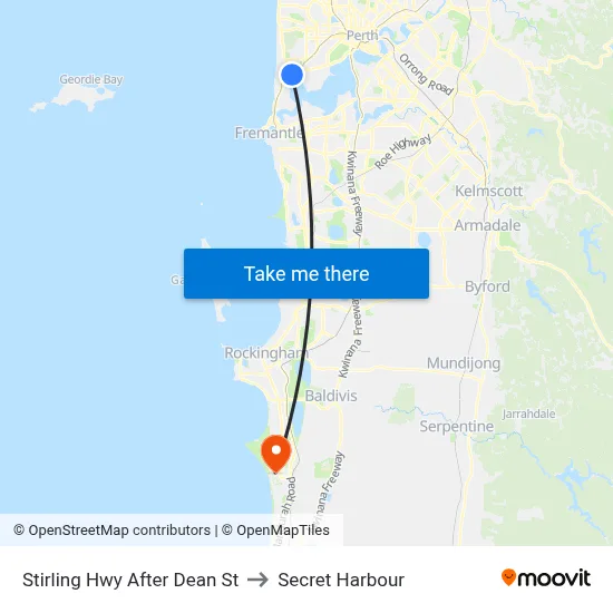 Stirling Hwy After Dean St to Secret Harbour map