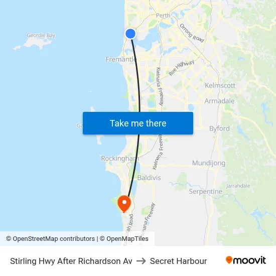 Stirling Hwy After Richardson Av to Secret Harbour map