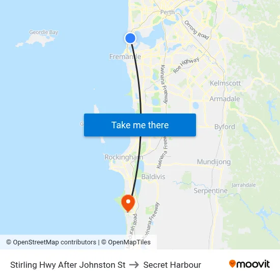 Stirling Hwy After Johnston St to Secret Harbour map