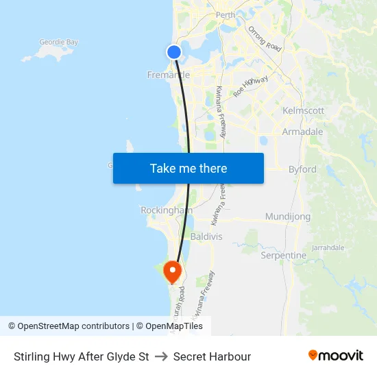 Stirling Hwy After Glyde St to Secret Harbour map
