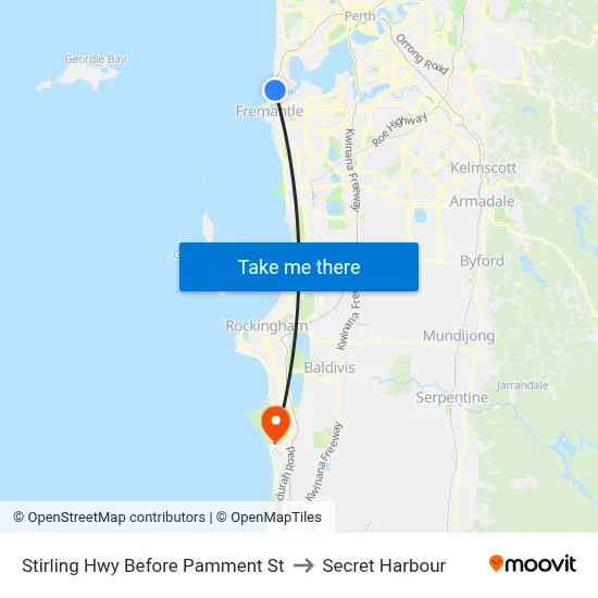Stirling Hwy Before Pamment St to Secret Harbour map