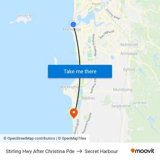 Stirling Hwy After Christina Pde to Secret Harbour map