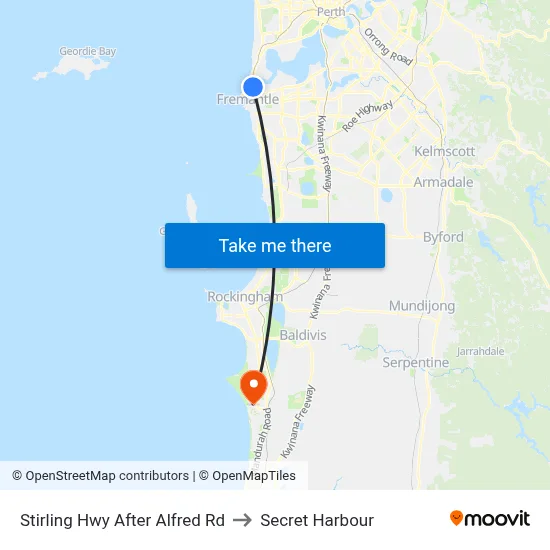 Stirling Hwy After Alfred Rd to Secret Harbour map