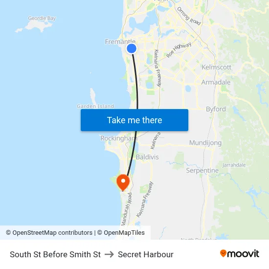 South St Before Smith St to Secret Harbour map