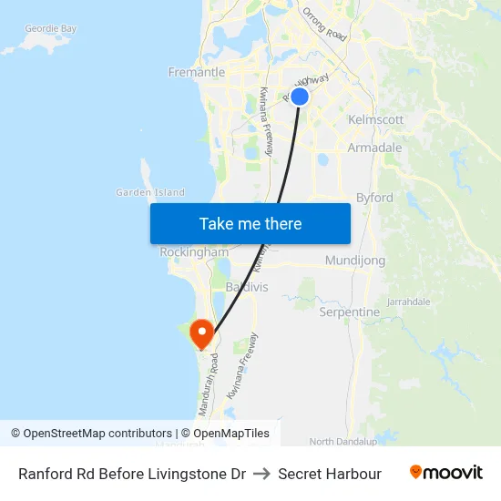Ranford Rd Before Livingstone Dr to Secret Harbour map