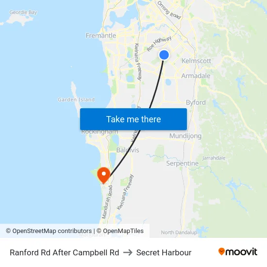 Ranford Rd After Campbell Rd to Secret Harbour map