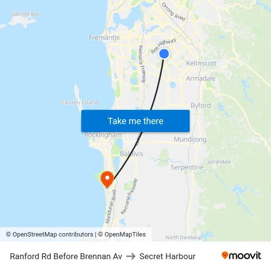 Ranford Rd Before Brennan Av to Secret Harbour map