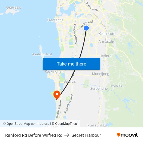 Ranford Rd Before Wilfred Rd to Secret Harbour map
