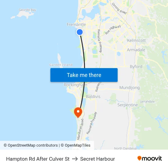 Hampton Rd After Culver St to Secret Harbour map