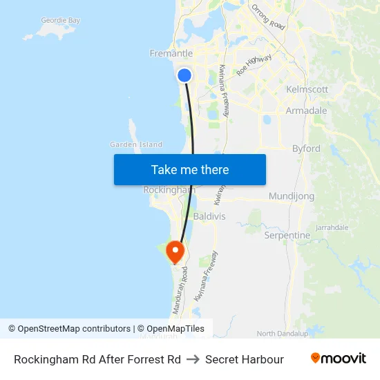 Rockingham Rd After Forrest Rd to Secret Harbour map