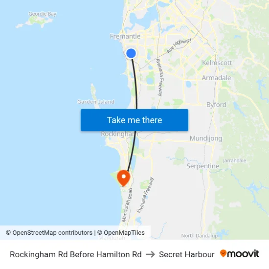 Rockingham Rd Before Hamilton Rd to Secret Harbour map
