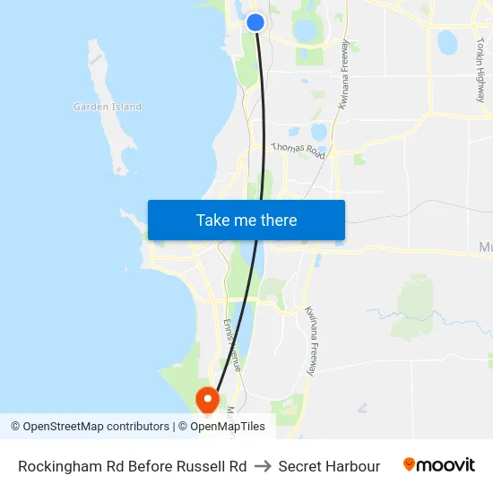 Rockingham Rd Before Russell Rd to Secret Harbour map