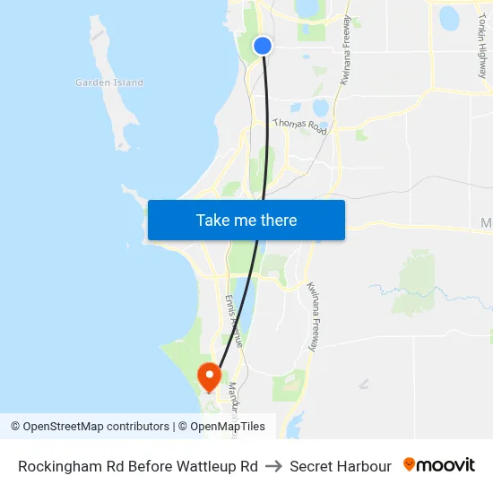 Rockingham Rd Before Wattleup Rd to Secret Harbour map