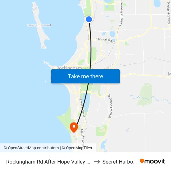 Rockingham Rd After Hope Valley Rd to Secret Harbour map