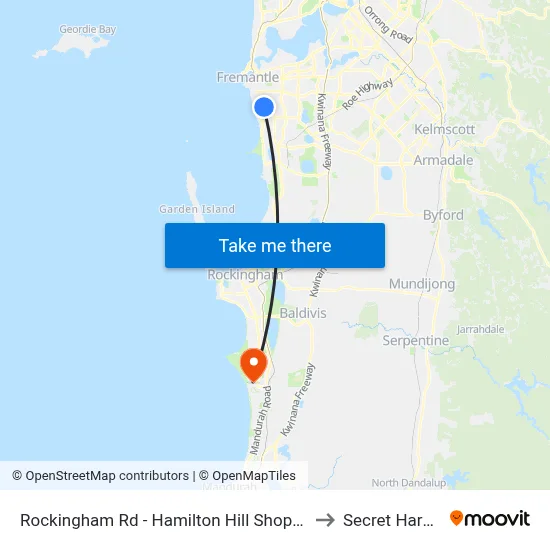Rockingham Rd - Hamilton Hill Shopping Ctr to Secret Harbour map