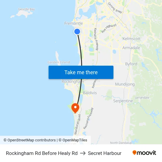 Rockingham Rd Before Healy Rd to Secret Harbour map