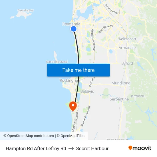 Hampton Rd After Lefroy Rd to Secret Harbour map
