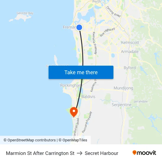 Marmion St After Carrington St to Secret Harbour map