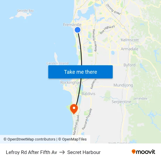 Lefroy Rd After Fifth Av to Secret Harbour map
