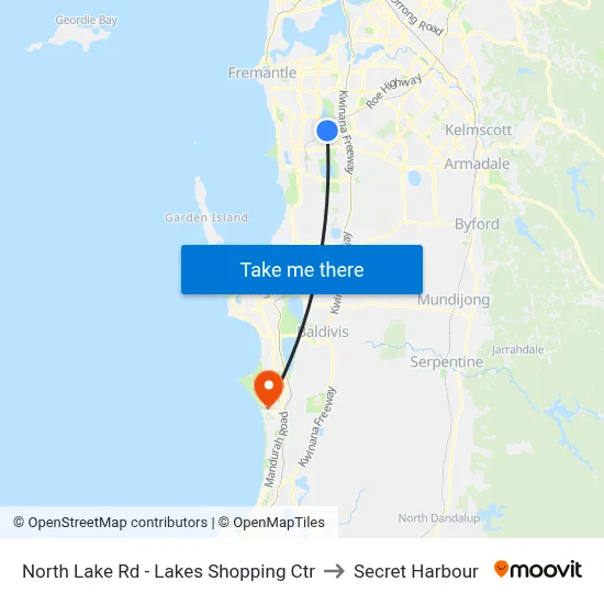 North Lake Rd - Lakes Shopping Ctr to Secret Harbour map