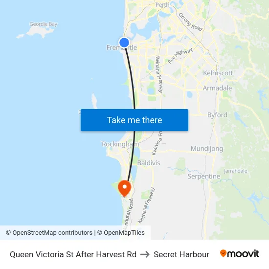 Queen Victoria St After Harvest Rd to Secret Harbour map