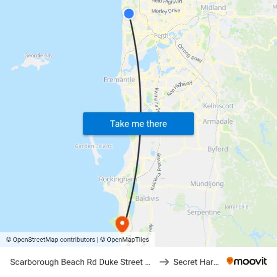 Scarborough Beach Rd Duke Street Cat Id 15 to Secret Harbour map