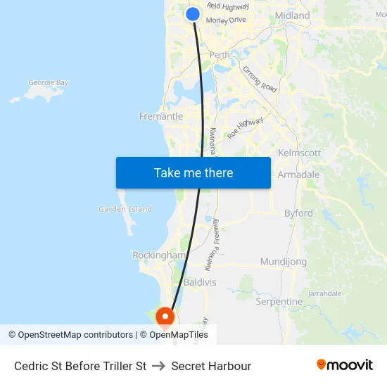 Cedric St Before Triller St to Secret Harbour map