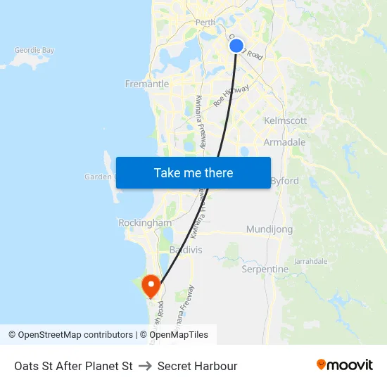 Oats St After Planet St to Secret Harbour map