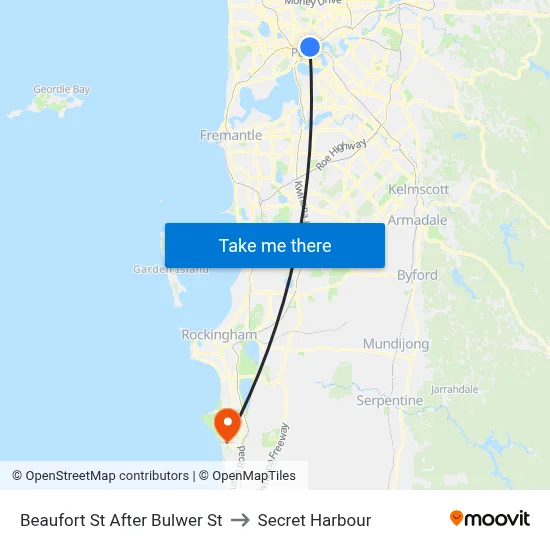 Beaufort St After Bulwer St to Secret Harbour map
