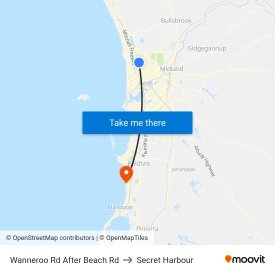 Wanneroo Rd After Beach Rd to Secret Harbour map