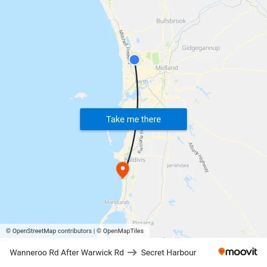 Wanneroo Rd After Warwick Rd to Secret Harbour map