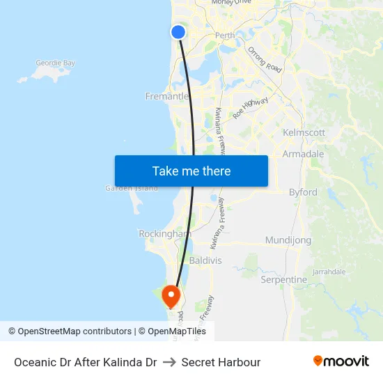 Oceanic Dr After Kalinda Dr to Secret Harbour map