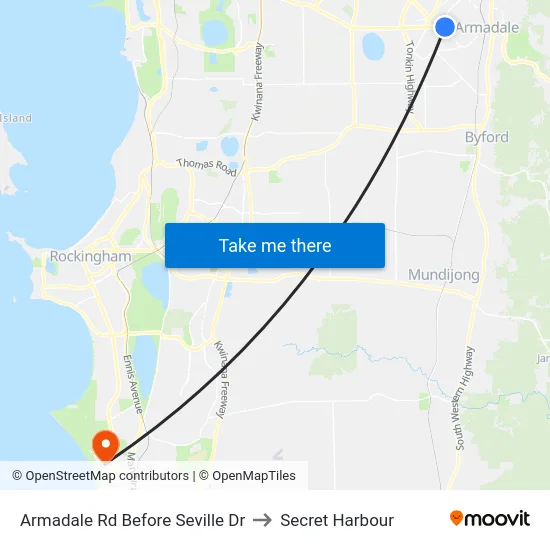 Armadale Rd Before Seville Dr to Secret Harbour map
