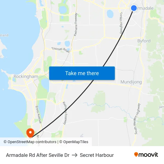 Armadale Rd After Seville Dr to Secret Harbour map
