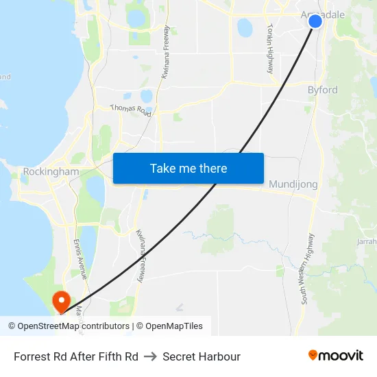 Forrest Rd After Fifth Rd to Secret Harbour map