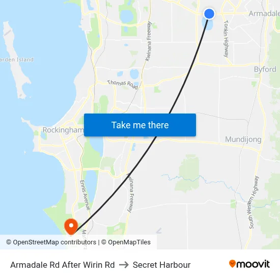 Armadale Rd After Wirin Rd to Secret Harbour map